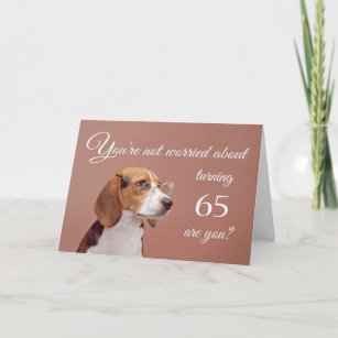 Gelukkige 65ste verjaardag, ongerust beagle kaart