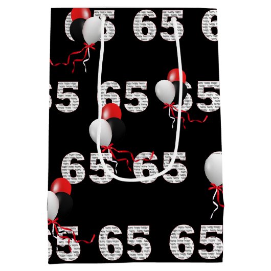 Gelukkige 65ste Verjaardagsballonnen Medium Gift B Medium Cadeauzakje (Achterkant)