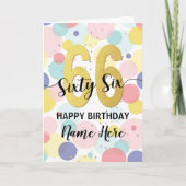 Gelukkige 66ste Verjaardag Pastel Rainbow Gold Vro Kaart (Voorkant)