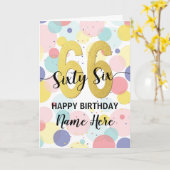 Gelukkige 66ste Verjaardag Pastel Rainbow Gold Vro Kaart (Gele Bloem)