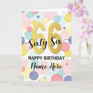 Gelukkige 66ste Verjaardag Pastel Rainbow Gold Vro Kaart