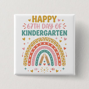 Gelukkige 67e kleuterjufdag Regenboog Vierkante Button 5,1 Cm