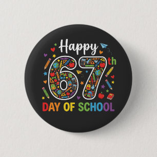 Gelukkige 67e schooldag Kleurrijke Onderwijzer Sti Ronde Button 5,7 Cm