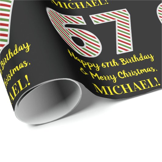 Gelukkige 67e Verjaardag & Vrolijke Kerstmis, Doua Cadeaupapier (Rol Hoek)