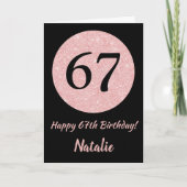 Gelukkige 67ste verjaardag zwart en Roos roze goud Kaart (Voorkant)