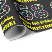 Gelukkige 68e verjaardag, Leuk Kleurrijk Sterren P Cadeaupapier (Rol Hoek)