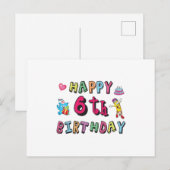 Gelukkige 6e verjaardag 6 jaar verjaardag surprise briefkaart (Voorkant / Achterkant)