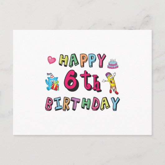 Gelukkige 6e verjaardag 6 jaar verjaardag surprise briefkaart (Voorkant)