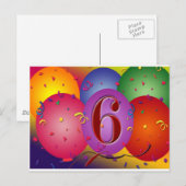Gelukkige 6e verjaardag ballonnen! briefkaart (Voorkant / Achterkant)