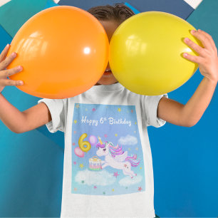 Gelukkige 6e Verjaardag Eenhoorn met Verjaardagsta T-shirt