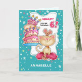 Gelukkige 6e verjaardag. Eigen naam Kat en muizen Kaart (Voorkant)