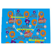 Gelukkige 6e Verjaardag Gift Bag #6 Blauw Groot Cadeauzakje (Voorkant)