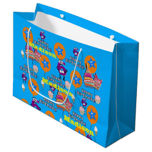 Gelukkige 6e Verjaardag Gift Bag #6 Blauw Groot Cadeauzakje