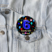 Gelukkige 6e verjaardag ronde button 7,6 cm (In situ)