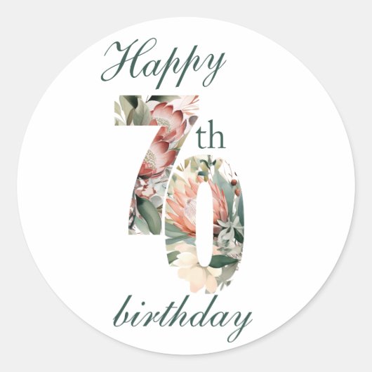 Gelukkige 70e ronde Sticker (Voorkant)