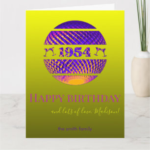 Gelukkige 70e verjaardag, kleurrijke 1954 disco ba kaart
