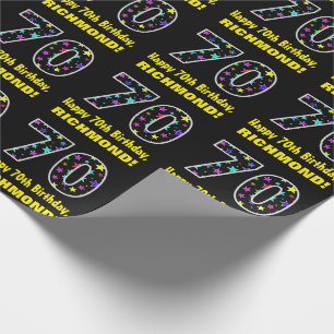 Gelukkige 70e verjaardag, Leuk Kleurrijk Sterren P Cadeaupapier