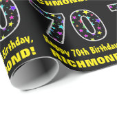 Gelukkige 70e verjaardag, Leuk Kleurrijk Sterren P Cadeaupapier (Rol Hoek)