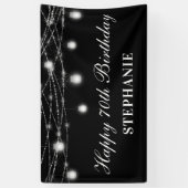 Gelukkige 70e verjaardag Mason Jars Lights Zwart W Spandoek (Verticaal)