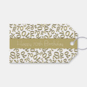 Gelukkige 70e Verjaardag Nummer Patroon Goud/Wit Cadeaulabel (Voorkant (Horizontaal))