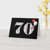 Gelukkige 70e verjaardag op zwart met ballonnen kaart (Gele Bloem)