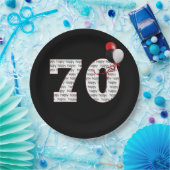 Gelukkige 70e verjaardag op zwart papieren bordje (Feest)