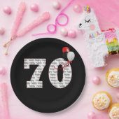Gelukkige 70e verjaardag op zwart papieren bordje (Feest)