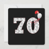 Gelukkige 70e verjaardag op zwarte uitnodiging (Voorkant)