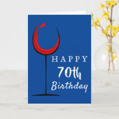 Gelukkige 70e verjaardag Rode wijn glas verjaardag Kaart (Gele Bloem)