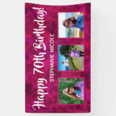 Gelukkige 70e verjaardag roze gepersonaliseerde fo spandoek (Verticaal)