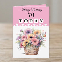 Gelukkige 70e verjaardag vandaag bloemen roze