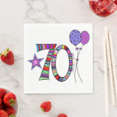 Gelukkige 70ste Verjaardag Kleurrijke Sterrenballo Servet (Insitu)
