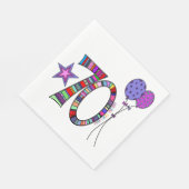 Gelukkige 70ste Verjaardag Kleurrijke Sterrenballo Servet (Hoek)