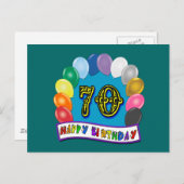 Gelukkige 70ste Verjaardag met Ballonnen Briefkaart (Voorkant / Achterkant)