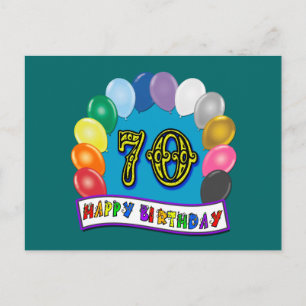 Gelukkige 70ste Verjaardag met Ballonnen Briefkaart