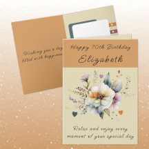 Gelukkige 70ste verjaardag naam bloem oranje