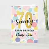 Gelukkige 70ste Verjaardag Pastel Rainbow Gold Vro Kaart (Voorkant)
