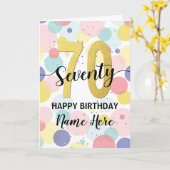 Gelukkige 70ste Verjaardag Pastel Rainbow Gold Vro Kaart (Gele Bloem)