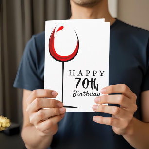 Gelukkige 70ste verjaardag Rode wijn Glas verjaard Kaart