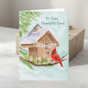 Gelukkige 70ste verjaardag Vogels bij de vogelhuis Kaart