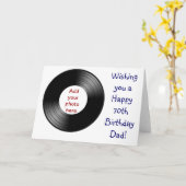 Gelukkige 70ste verjaardag voor papa met vinylplaa kaart (Gele Bloem)