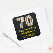 Gelukkige 70ste Verjaardag & Vrolijk Kerstmis, Dou Vierkante Sticker (Envelop)