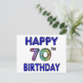Gelukkige 70ste Verjaardagscadeaus in Ballonletter Briefkaart (Staand voorkant)