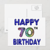 Gelukkige 70ste Verjaardagscadeaus in Ballonletter Briefkaart (Voorkant / Achterkant)