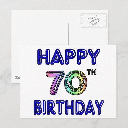 Gelukkige 70ste Verjaardagscadeaus in Ballonletter Briefkaart (Voorkant / Achterkant)