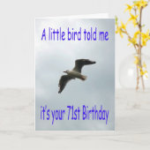 Gelukkige 71e verjaardag Vliegende meeuw vogel Kaart (Gele Bloem)