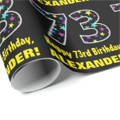 Gelukkige 73e verjaardag, Leuk Kleurrijk Sterren P Cadeaupapier (Rol Hoek)