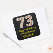 Gelukkige 73e Verjaardag & Vrolijke Kerstmis, Doua Vierkante Sticker (Envelop)