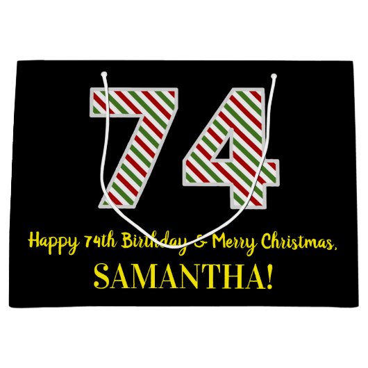 Gelukkige 74e Verjaardag & Vrolijke Kerstmis, Doua Groot Cadeauzakje (Voorkant)