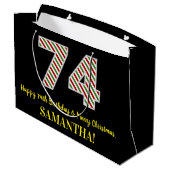 Gelukkige 74e Verjaardag & Vrolijke Kerstmis, Doua Groot Cadeauzakje (Achterkant Gekanteld)